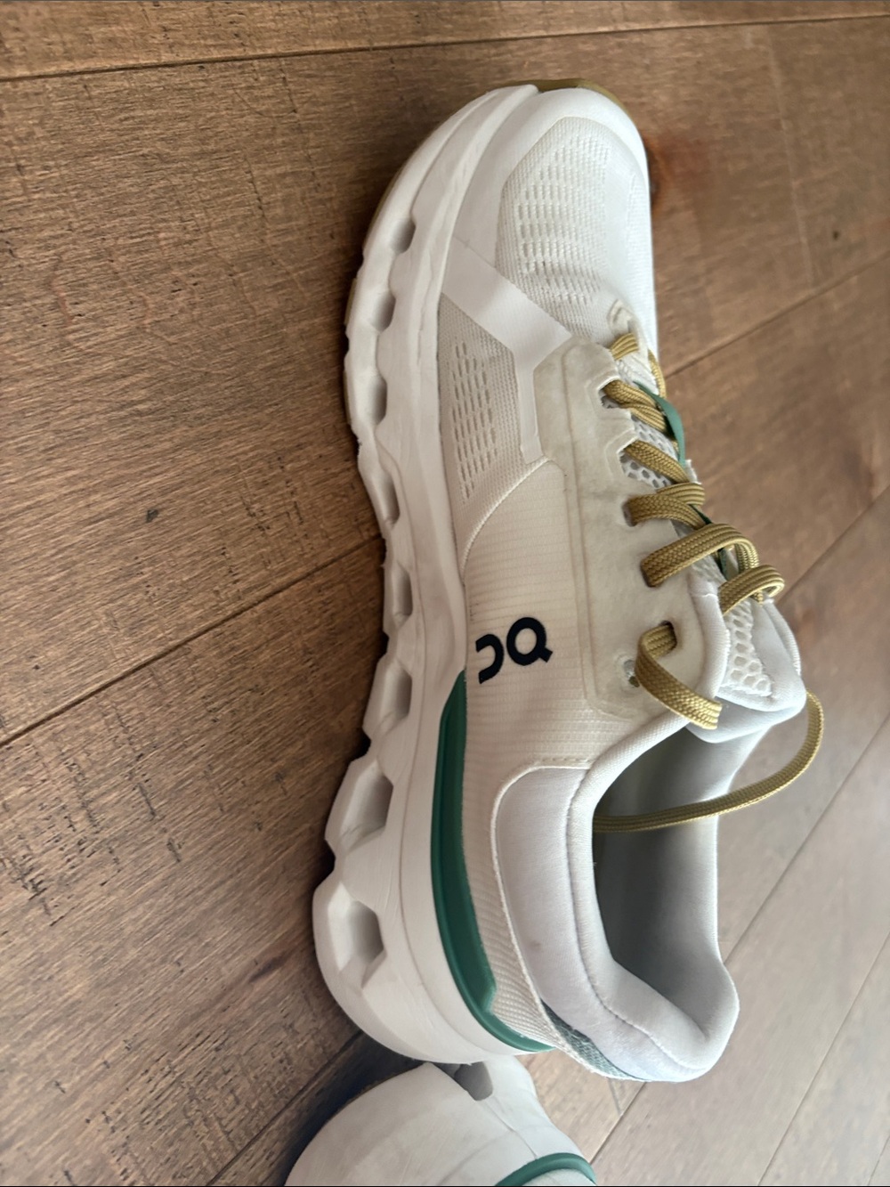 On Running White, Green & Gold Athletic Sneakers - Picture 2 of 10